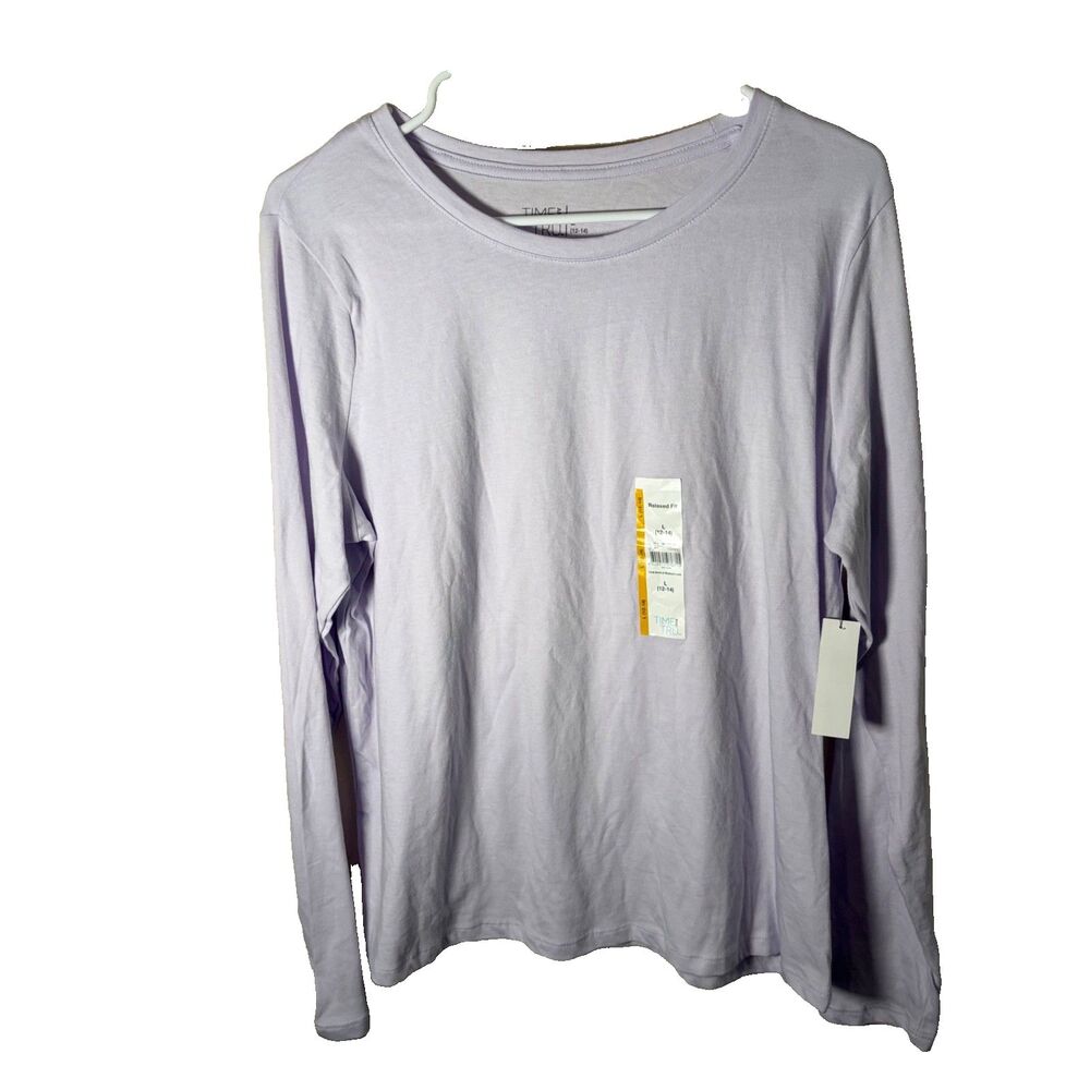 Time & Tru T-Shirt Women's Large Purple Long Sleeve Basic Casual Top Shirt NWT